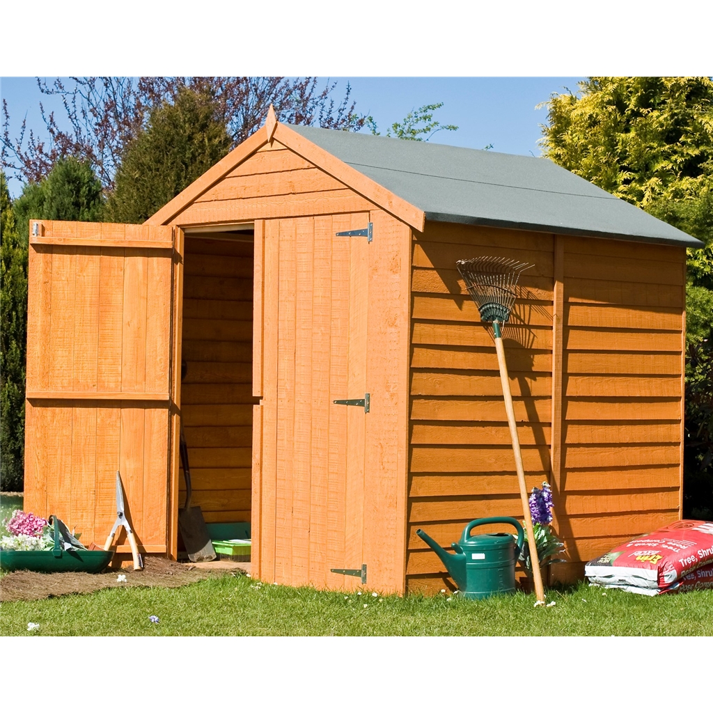 Shedswarehouse Com Stowe Overlap 6ft X 6ft 1 76m X 1 82m Dip Treated Overlap Apex Garden Shed Windowless Double Doors 10mm Solid Osb