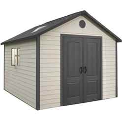 11ft X 21ft Life Plus Single Entrance Plastic Apex Shed With Plastic Floor + 6 Windows  (3.37m X 6.41m)