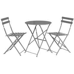 2 Seater Grey Taupe Folding Padstow Bistro Set - Free Next Working Day Delivery (mon-Fri)