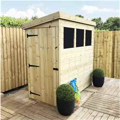 8ft X 3ft Pressure Treated Tongue And Groove Pent Shed With 3 Windows And Side Door + Safety Toughened Glass