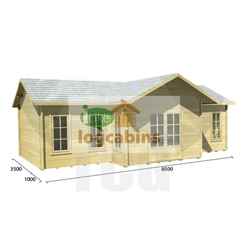 8.5m X 4.5m Premier Morzine Log Cabin - Double Glazing - 44mm Wall Thickness