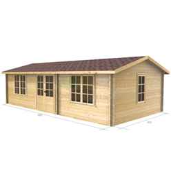 7m X 4m Premier Auris Log Cabin - Double Glazing - 44mm Wall Thickness