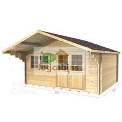 4.5m X 3.0m Premier Ascou Log Cabin - Double Glazing - 34mm Wall Thickness