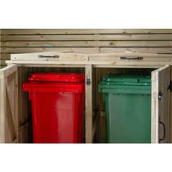 Double Redwood Pressure Treated Wheelie Bin Store - 140 Litre Bins