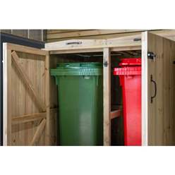 Double Redwood Pressure Treated Wheelie Bin Store - 140 Litre Bins