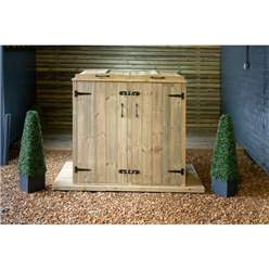 Double Redwood Pressure Treated Wheelie Bin Store - 140 Litre Bins