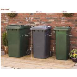 Triple Redwood Pressure Treated Wheelie Bin Store - 240 Litre Bins