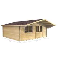 5m X 5m Premier Chamonix Log Cabin - Double Glazing - 70mm Wall Thickness