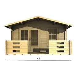 4m X 3m Premier Auron Log Cabin - Double Glazing - 44mm Wall Thickness