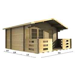 4m X 3m Premier Auron Log Cabin - Double Glazing - 44mm Wall Thickness