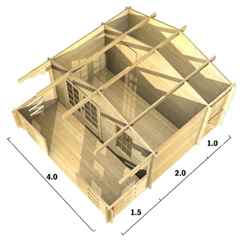 4m X 3m Premier Auron Log Cabin - Double Glazing - 44mm Wall Thickness