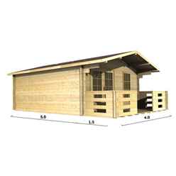 4m X 5m Premier Valloire Log Cabin - Double Glazing - 44mm Wall Thickness