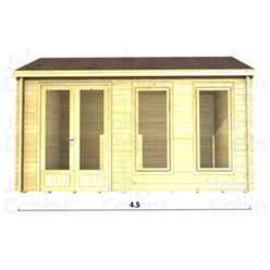 4.5m X 3.5m Premier Megeve Log Cabin - Double Glazing - 44mm Wall Thickness