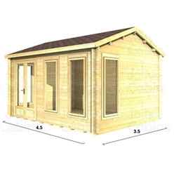 4.5m X 3.5m Premier Megeve Log Cabin - Double Glazing - 44mm Wall Thickness