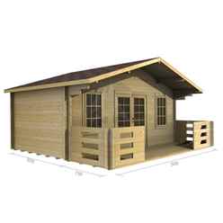 5m X 3m Premier Meribel Log Cabin - Double Glazing - 70mm Wall Thickness