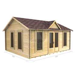 5m X 4m Premier Zermatt Log Cabin - Double Glazing - 44mm Wall Thickness