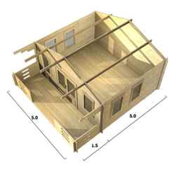 5m X 5m Premier Saalbach Log Cabin - Double Glazing - 44mm Wall Thickness