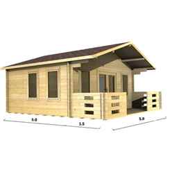 5m X 5m Premier Saalbach Log Cabin - Double Glazing - 70mm Wall Thickness