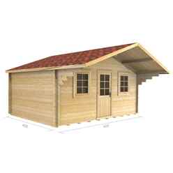 4m X 4m Premier Lisbon Log Cabin - Double Glazing - 44mm Wall Thickness