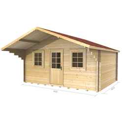 4m X 4m Premier Lisbon Log Cabin - Double Glazing - 44mm Wall Thickness