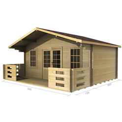 5m X 3m Premier Moscow Log Cabin - Double Glazing - 44mm Wall Thickness