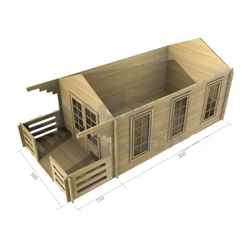 3m X 5m Premier Edel Log Cabin - Double Glazing - 70mm Wall Thickness