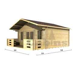 5m X 5m Premier Dublin Log Cabin - Double Glazing - 70mm Wall Thickness