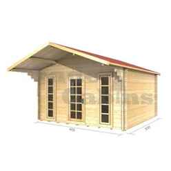 4m X 3m Premier Geneva Log Cabin - Double Glazing - 70mm Wall Thickness