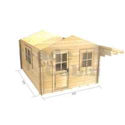 3m X 3m Premier Milan Log Cabin - Double Glazing - 44mm Wall Thickness