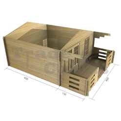 4m X 4m Premier Rio Log Cabin - Double Glazing - 44mm Wall Thickness