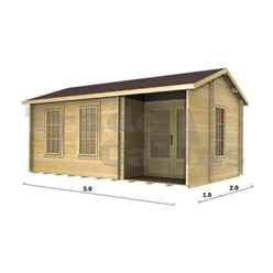 5m X 3m Premier Quebec Log Cabin - Double Glazing - 44mm Wall Thickness