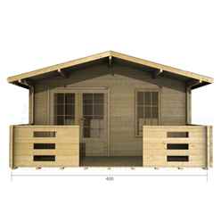 4m X 8m Premier Bozel Log Cabin - Double Glazing - 44mm Wall Thicknes