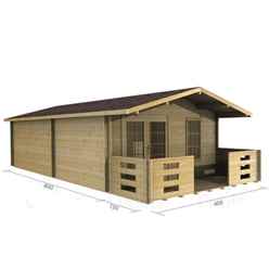 4m X 8m Premier Bozel Log Cabin - Double Glazing - 44mm Wall Thicknes