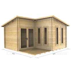 4m X 4m Premier Espace Log Cabin - Double Glazing - 44mm Wall Thickness