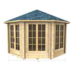 3.5m X 3.5m Premier Arolla Log Cabin - Double Glazing - 44mm Wall Thickness