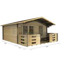 4m X 4m Premier Rio Log Cabin - Double Glazing - 34mm Wall Thickness