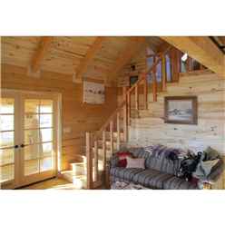 6m X 10m Premier Chalet Log Cabin (with Mezzanine) - 70mm Wall Thickness - Double Glazing