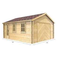 6m X 7m Premier Garage Log Cabin - Double Glazing - 44mm Wall Thickness - Including Floor