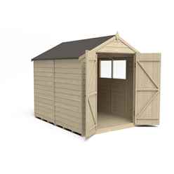 Installed 8ft X 6ft (2.4m X 1.9m) Pressure Treated Overlap Apex Wooden Garden Shed With Double Doors And 2 Windows - Modular - Installation Included (core)