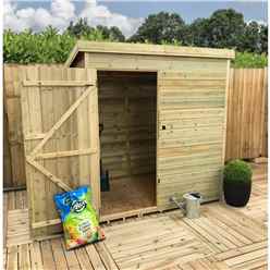 6ft X 4ft Windowless Pressure Treated Tongue & Groove Pent Shed + Single Door