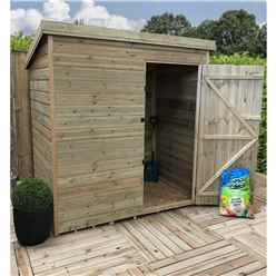 6ft X 4ft Windowless Pressure Treated Tongue & Groove Pent Shed + Single Door