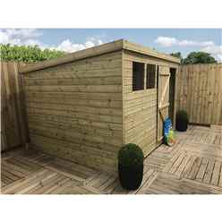 10ft X 7ft Pressure Treated Tongue & Groove Pent Shed With 3 Windows + Single Door +safety Toughened Glass