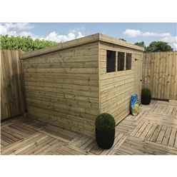 10ft X 7ft Pressure Treated Tongue & Groove Pent Shed With 3 Windows + Single Door +safety Toughened Glass