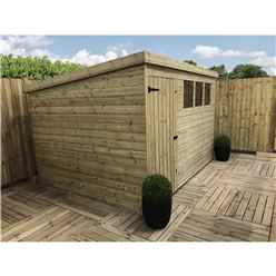 10ft X 7ft Pressure Treated Tongue & Groove Pent Shed With 3 Windows + Single Door +safety Toughened Glass