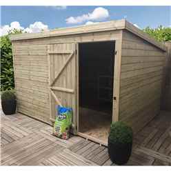 10ft X 6ft Windowless Pressure Treated Tongue & Groove Pent Shed + Single Door