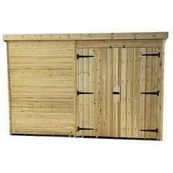 10ft X 8ft Windowless Pressure Treated Tongue & Groove Pent Shed + Double Doors