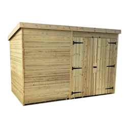 10ft X 8ft Windowless Pressure Treated Tongue & Groove Pent Shed + Double Doors