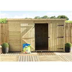 10ft X 8ft Windowless Pressure Treated Tongue & Groove Pent Shed + Double Doors