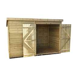 9ft X 3ft Windowless Pressure Treated Tongue & Groove Pent Shed + Double Doors