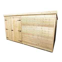 12ft X 3ft Windowless Pressure Treated Tongue & Groove Pent Shed + Double Doors